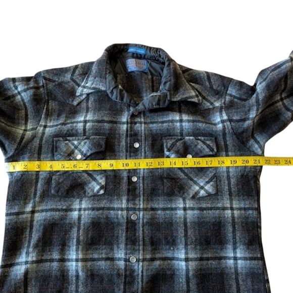 Pendleton Shacket Shirt Virgin Wool Plaid Forest 90s Indie Grunge Retro Women L - Picture 11 of 14